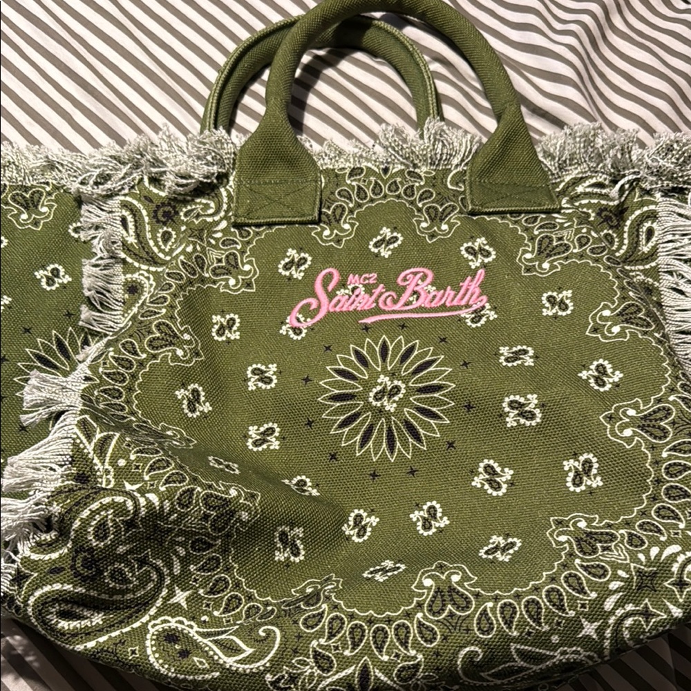 Green Embroidered Tote Bag - Picture 2 of 4